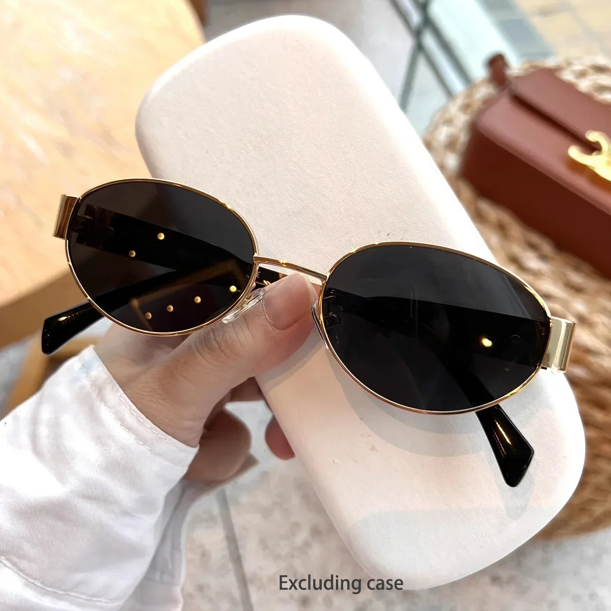 New Oval Sunglasses for Women Men Trendy Metal Frame Sun Glasses Classic Shades UV400