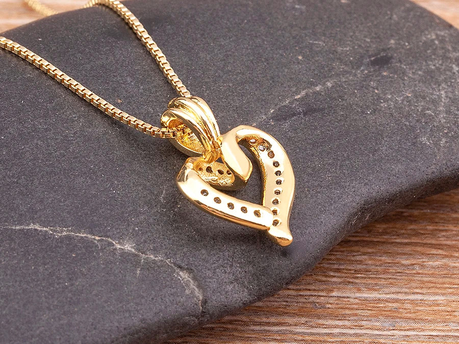 Nidin Fashion Creative Spiral Design Heart Pendant Necklace For Women Lovers Clavicle Chain Chocker Female Cute Zircon Jewlery