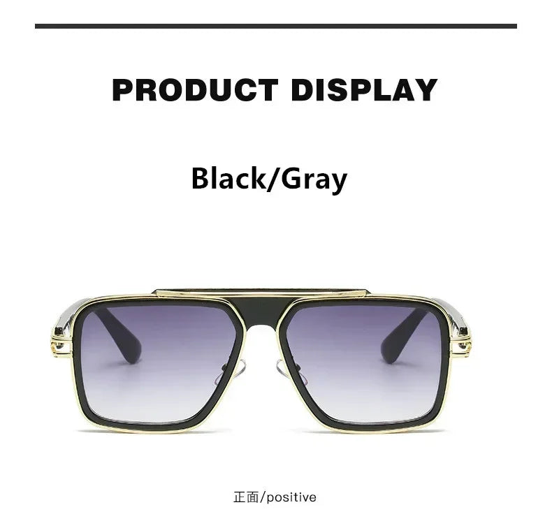 Retro Men's Square Sunglasses Brand Designer Men's Ladies Fashion Luxury Classic Big Frame Gradient Driving Sunglasses UV400