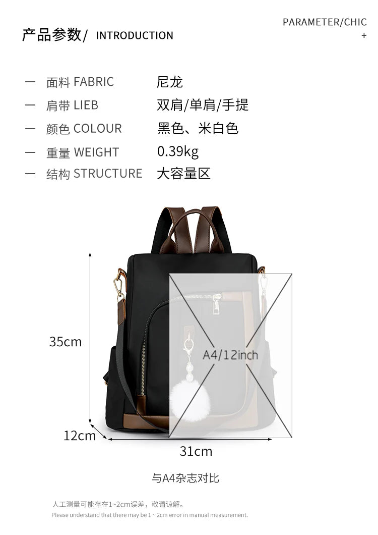 Sewing Thread Handle Backpacks Large Capacity Interior Compartment 2024hot Sale Bags for Women Softback Zipper Nylon Backpacks