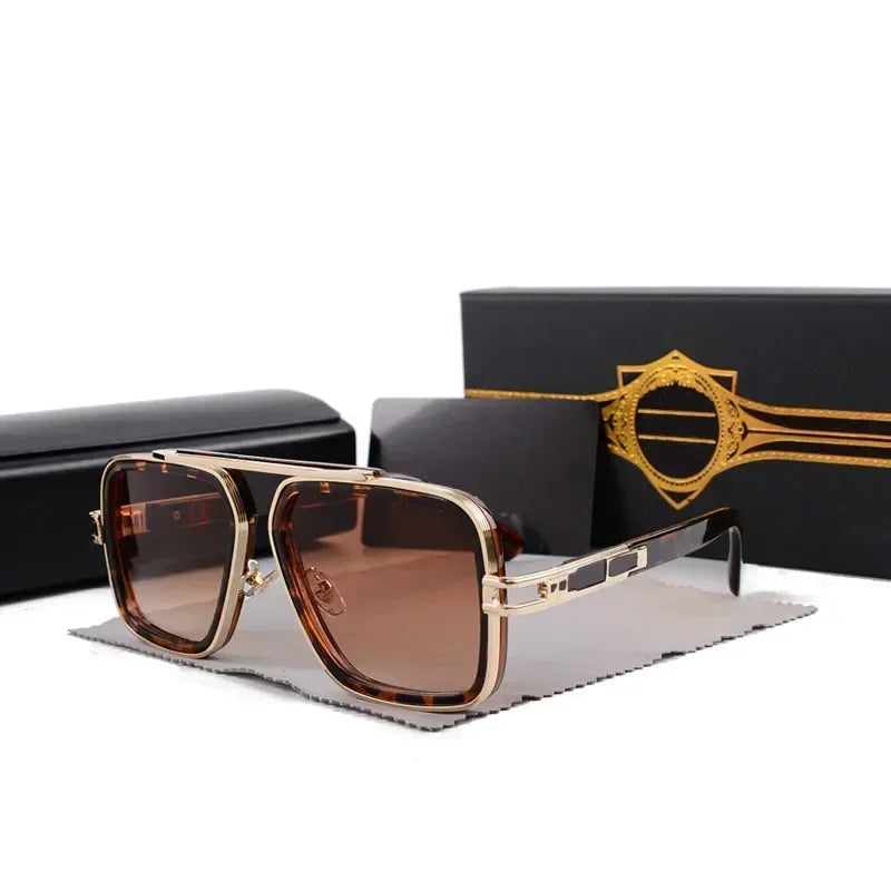 Retro Men's Square Sunglasses Brand Designer Men's Ladies Fashion Luxury Classic Big Frame Gradient Driving Sunglasses UV400