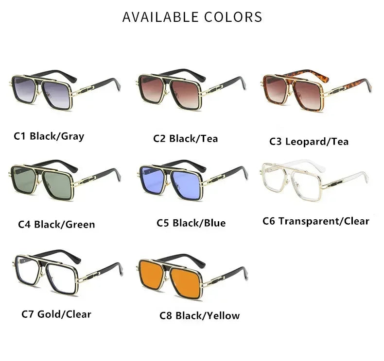 Retro Men's Square Sunglasses Brand Designer Men's Ladies Fashion Luxury Classic Big Frame Gradient Driving Sunglasses UV400