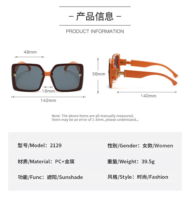 New Luxury Sunglasses for Women and Men Designer Famous Brand Glasses Square Stylish Trend Eyewear UV400 Gafas De Sol