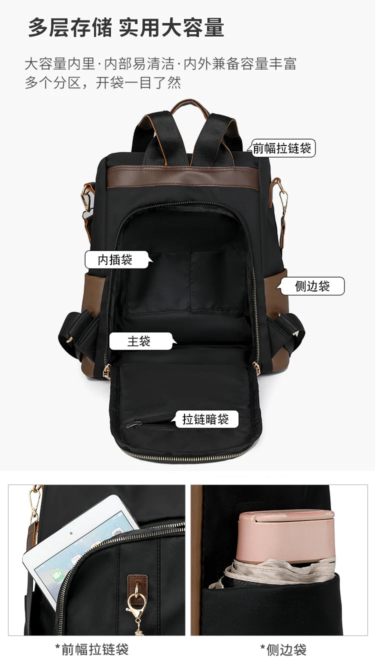 Sewing Thread Handle Backpacks Large Capacity Interior Compartment 2024hot Sale Bags for Women Softback Zipper Nylon Backpacks