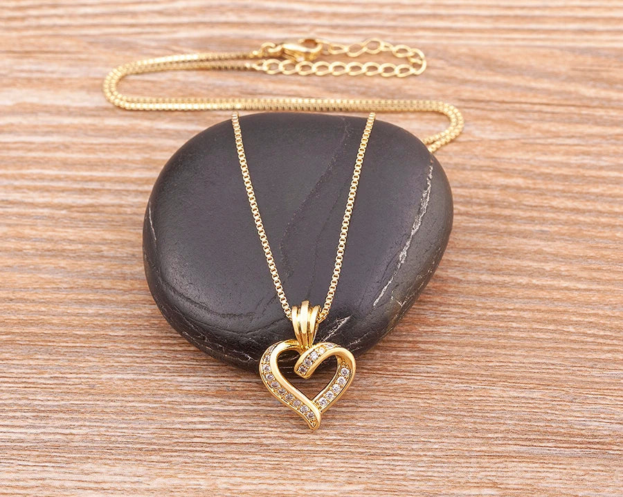 Nidin Fashion Creative Spiral Design Heart Pendant Necklace For Women Lovers Clavicle Chain Chocker Female Cute Zircon Jewlery