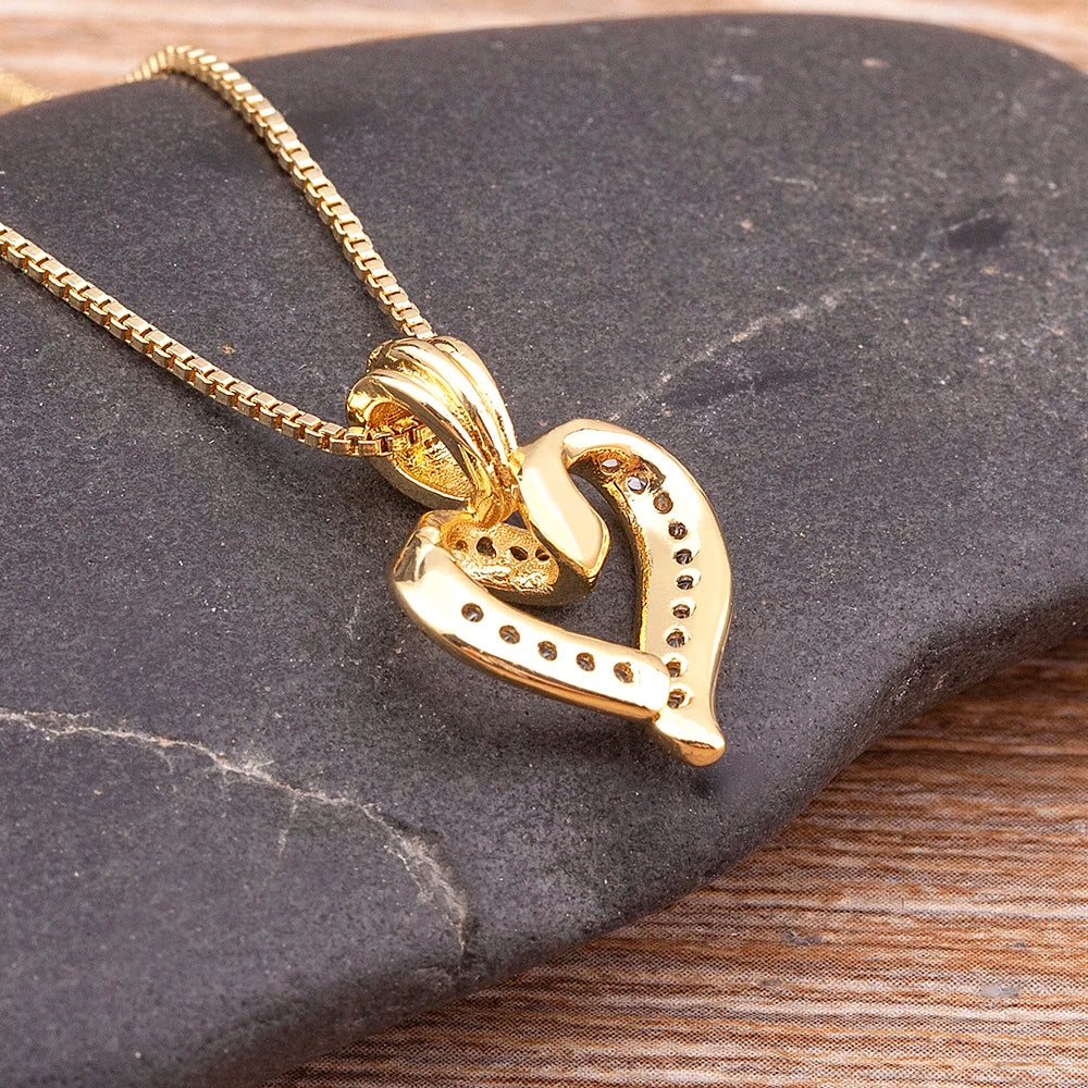 Nidin Fashion Creative Spiral Design Heart Pendant Necklace For Women Lovers Clavicle Chain Chocker Female Cute Zircon Jewlery