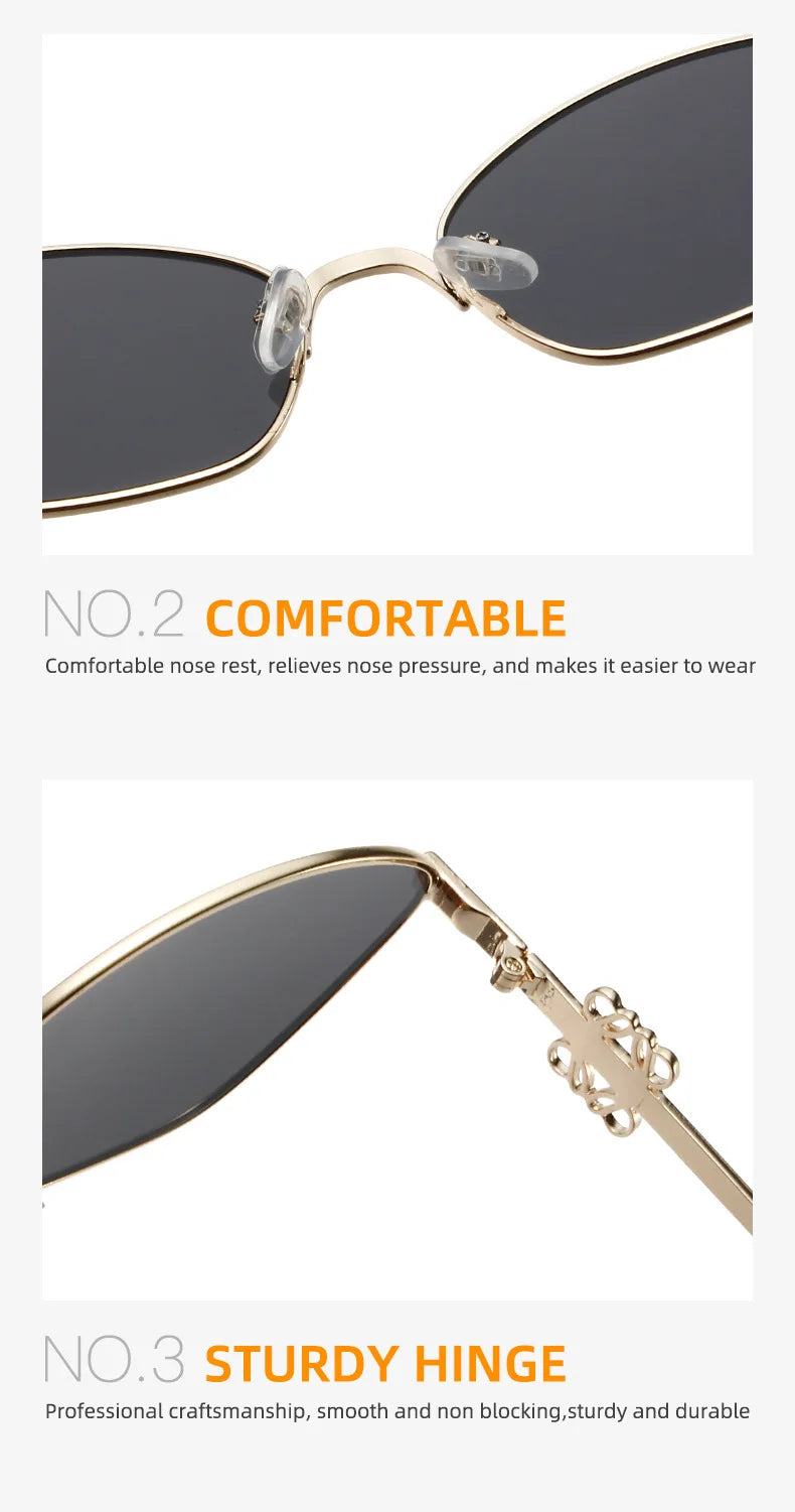 Small Frame Fashionable and Simple 2024 New Cat Eye Metal Chinese Knot Element Decoration Trendy Sunglasses for Men and Women