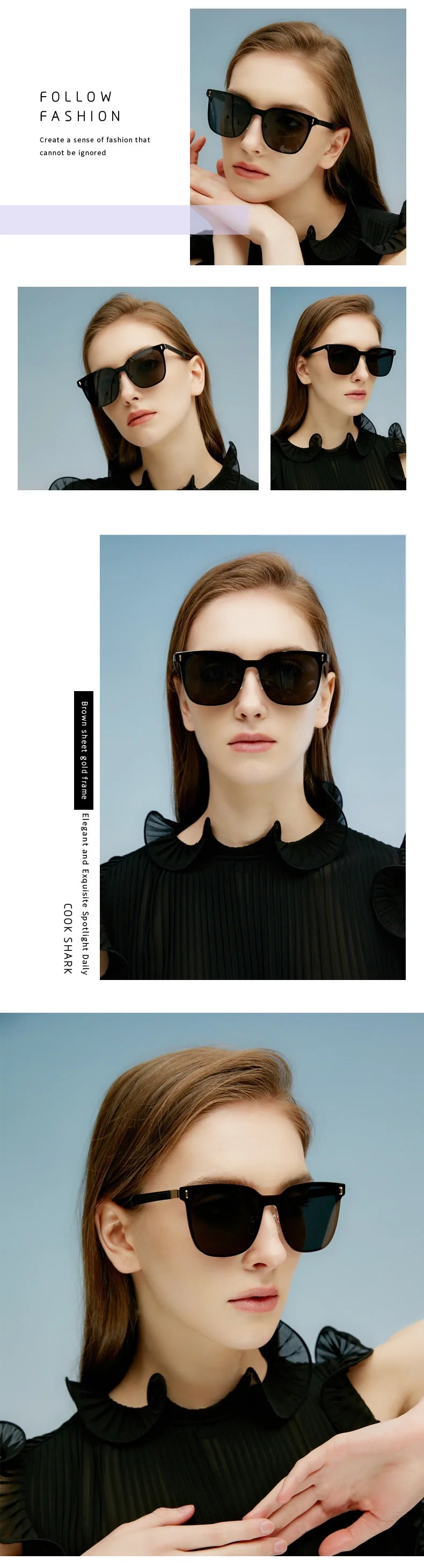 Cook Shark Sunglasses for Women 2023 New Korean Edition Fashion Driving Polarized Sunglasses for Women Advanced Sunshade and Sun