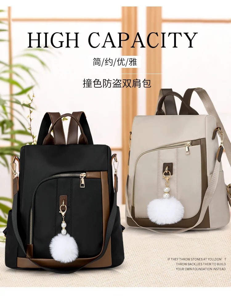 Sewing Thread Handle Backpacks Large Capacity Interior Compartment 2024hot Sale Bags for Women Softback Zipper Nylon Backpacks