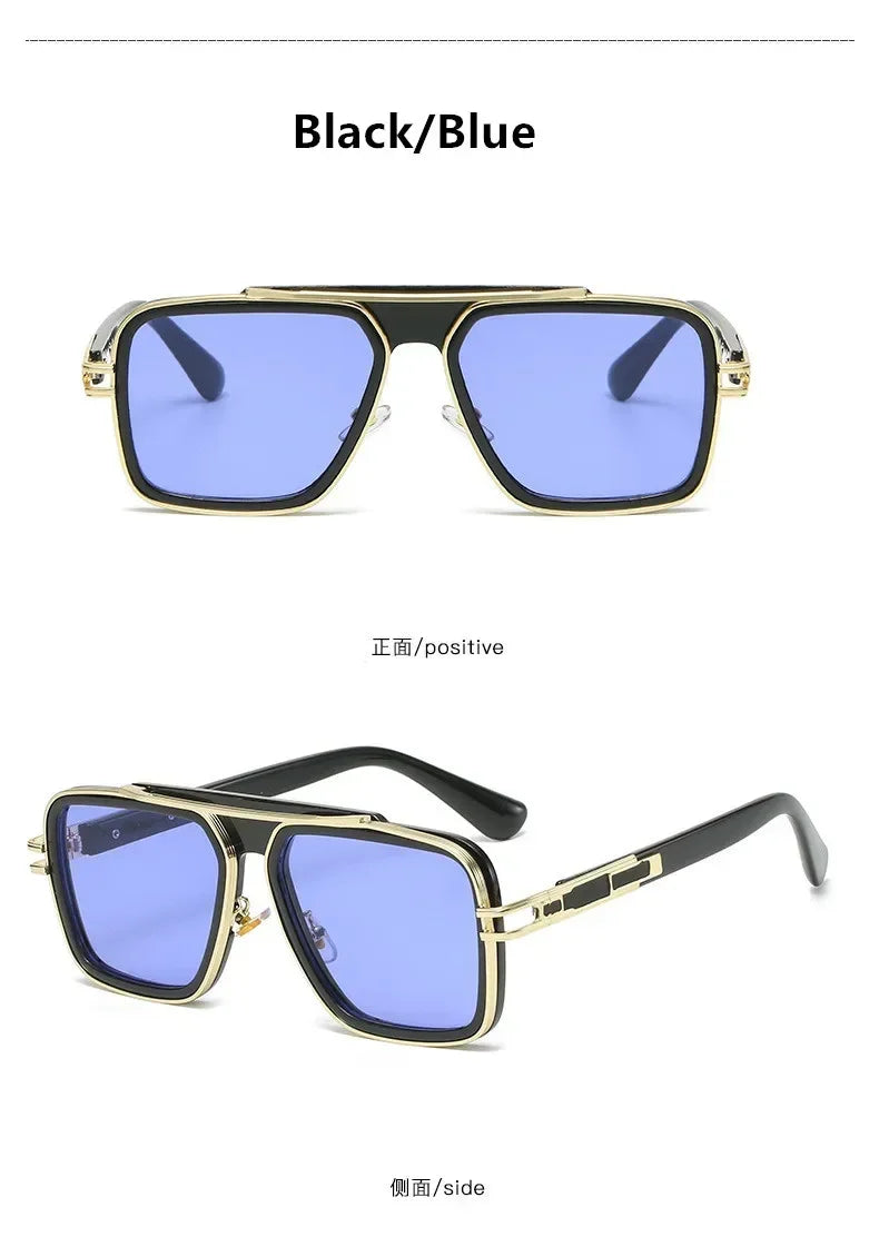 Retro Men's Square Sunglasses Brand Designer Men's Ladies Fashion Luxury Classic Big Frame Gradient Driving Sunglasses UV400