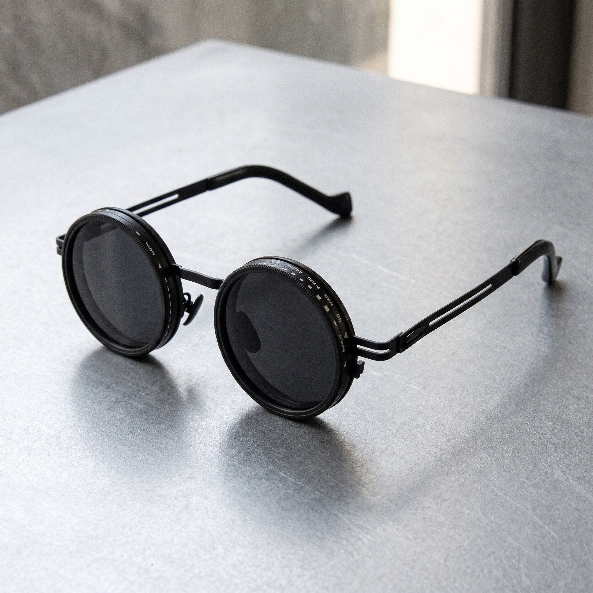 Black Sunglasses With Adjustable Round Rims