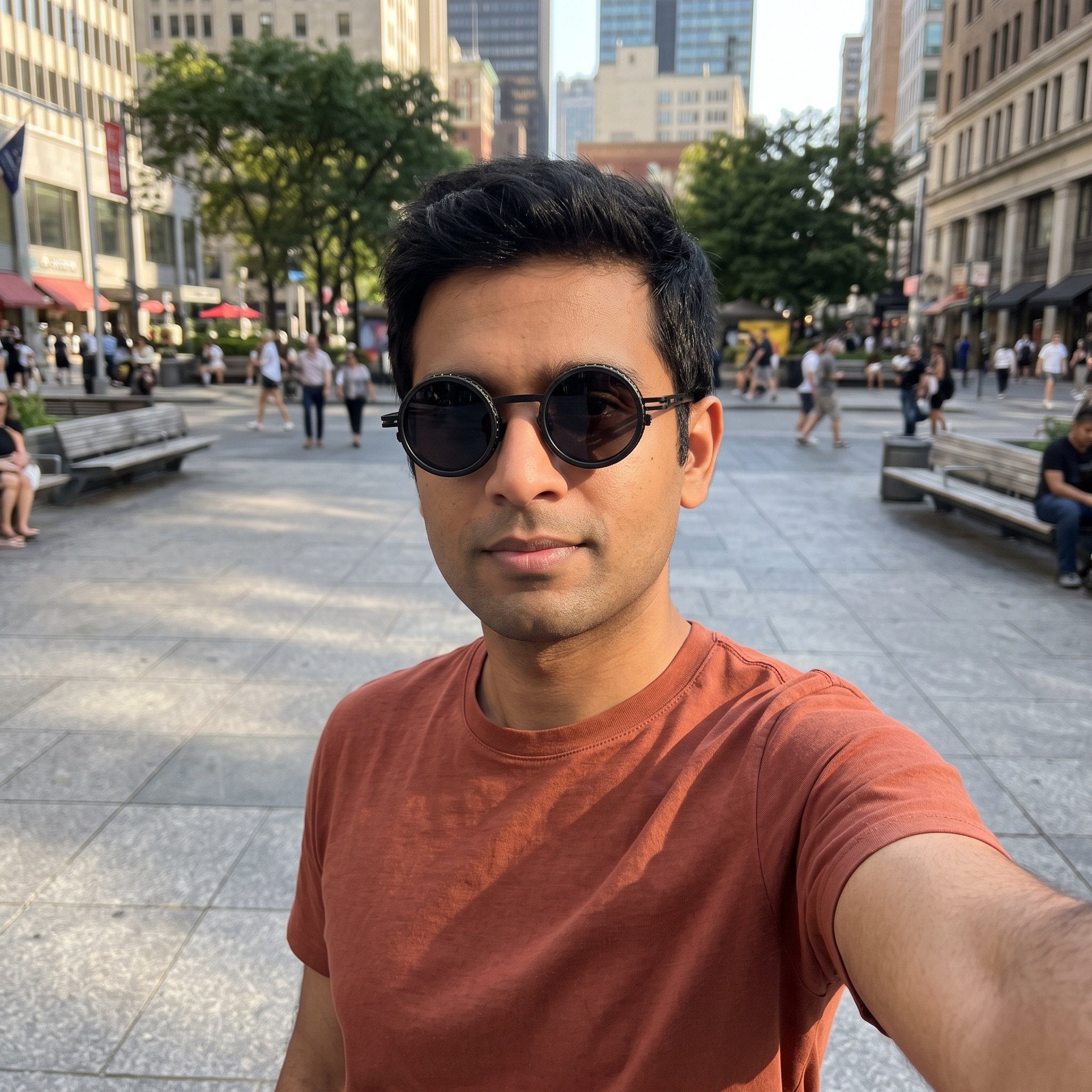 A.S. wearing Black Shadewell sunglasses in the city